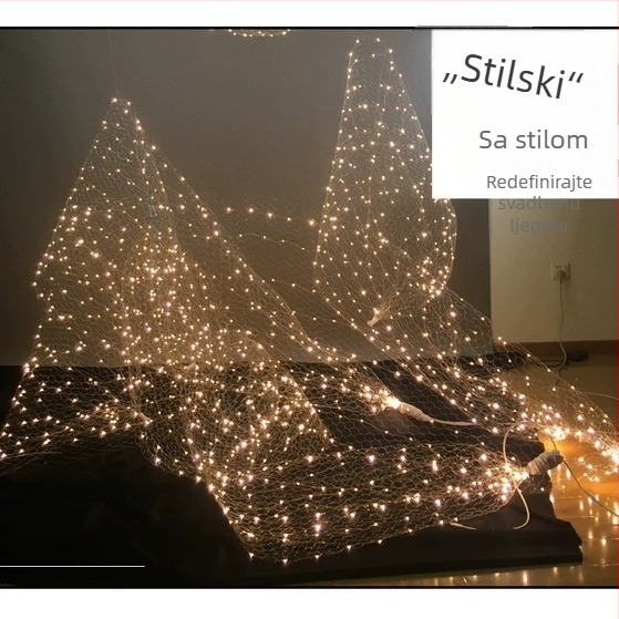 LED zvjezdana mrežasta svjetlosna traka za vjenčane dekoracije, duljina 3 m, IP65, E14, kućište od aluminijskog legura