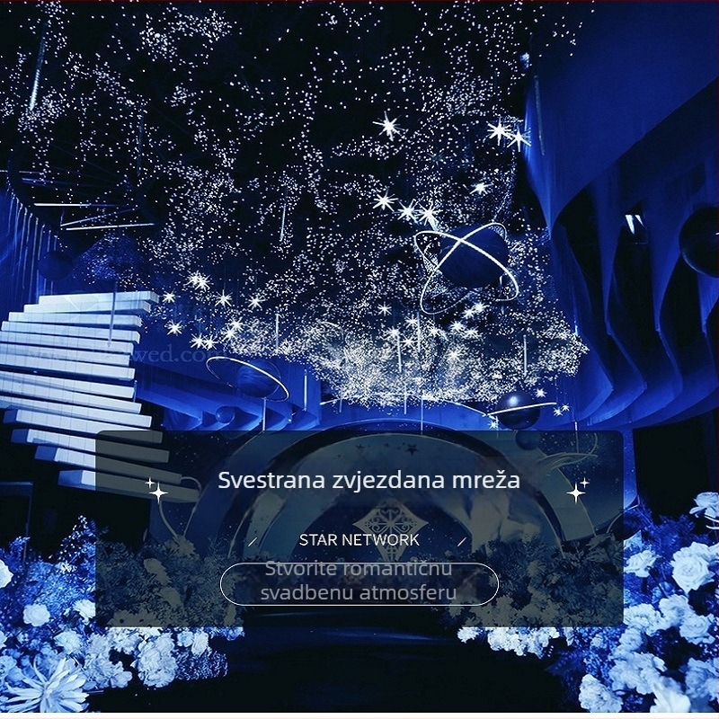 LED zvjezdana mrežasta svjetlosna traka za vjenčane dekoracije, duljina 3 m, IP65, E14, kućište od aluminijskog legura