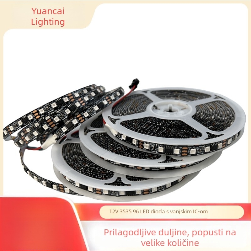 3535 RGB LED traka, 12V, širina 8 mm, 120 LED, fleksibilna unutarnja ambijentalna LED traka, regulacija svjetla, vijek trajanja 50.000 h