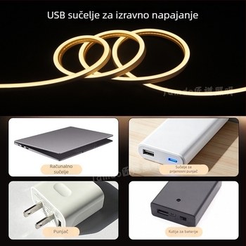 COB 5V fleksibilni LED trak, 612, silikon, bočno emisija, vanjska vodootporna dekorativna rasvjeta