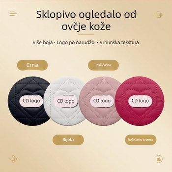 D marka kružno dvostrano sklopivo ogledalo s kapicom – prijenosno ogledalo za putovanja i šminkanje, ručno ogledalo s PU kožom