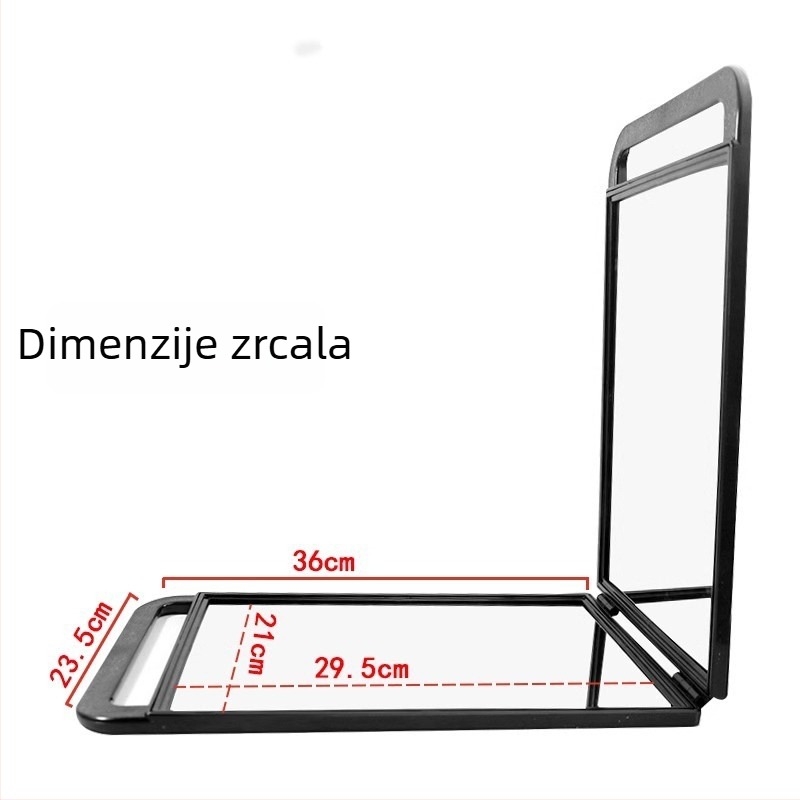 Dvostrano veliko sklopivo ogledalo za frizerske usluge, ručno ogledalo za šminkanje i oblikovanje kose