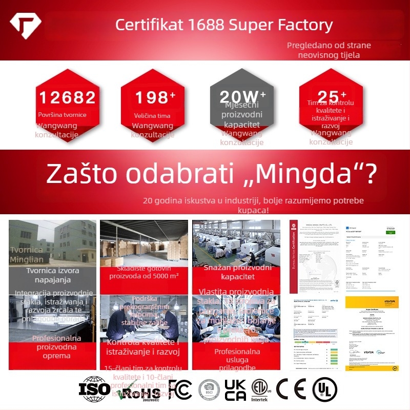 LED ogledalo za šminkanje u obliku zvijezde s pet krakova, neprekidno podešavanje svjetla, stolno, ljubičasta
