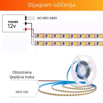 24V LED traka, niskonaponska, samoljepljiva unutarnja LED traka za osvjetljenje dnevnog boravka, linearna traka koja emitira svjetlo prema gore