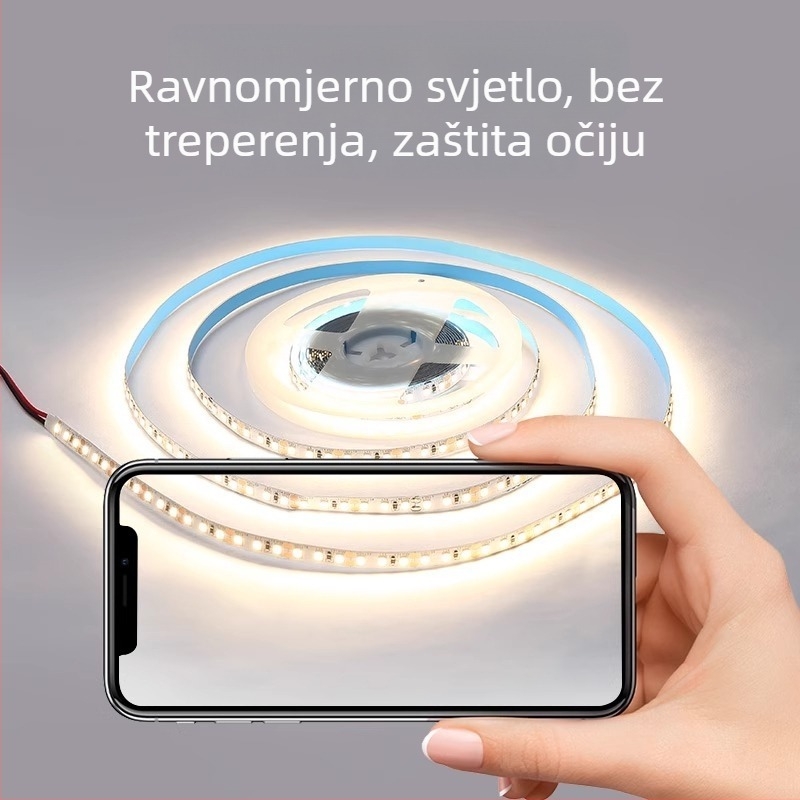 24V LED traka, niskonaponska, samoljepljiva unutarnja LED traka za osvjetljenje dnevnog boravka, linearna traka koja emitira svjetlo prema gore