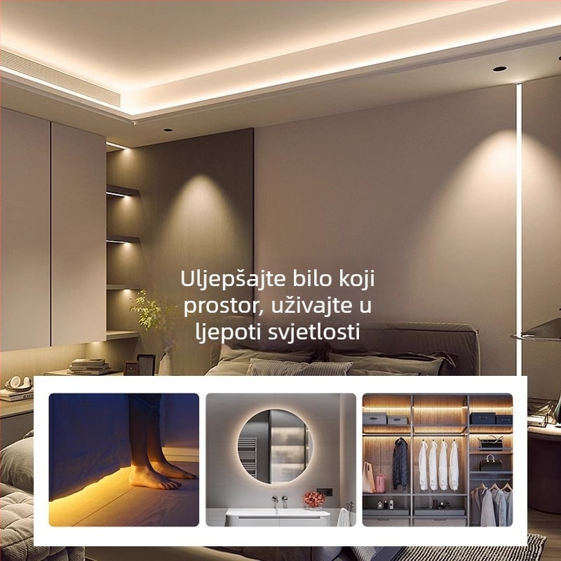 24V LED traka, niskonaponska, samoljepljiva unutarnja LED traka za osvjetljenje dnevnog boravka, linearna traka koja emitira svjetlo prema gore