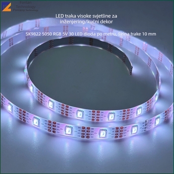 IP65 površinski montirani RGB LED trak s 30 LED-diodama, SK9822, 5V, dekorativan s dinamičkim efektom osvjetljenja 5050 RGB