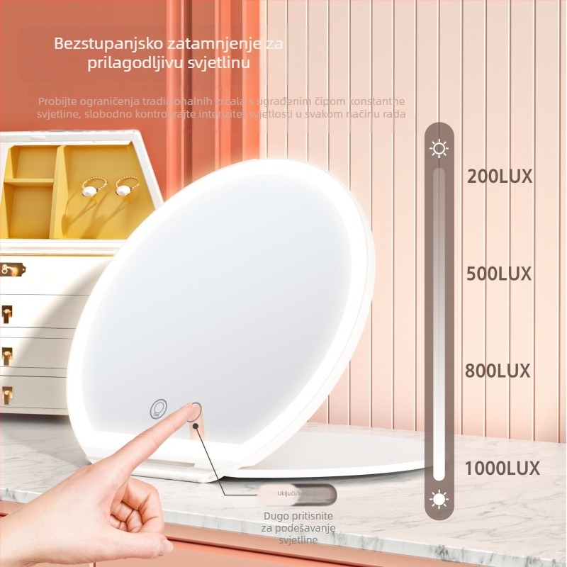 LED kozmetičko ogledalo za stol, osvijetljeno stolno ogledalo, prijenosno ogledalo za dotjerivanje