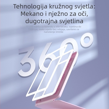 LED ogledalo za šminkanje, sklopivo stolno svjetleće ogledalo, prijenosno putno ogledalo s tri boje osvjetljenja