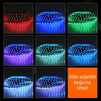 RGB vanjska IC LED traka za promjenu boje, 12V/24V, crni ugrađeni profil, ambijentalno osvjetljenje za prostore