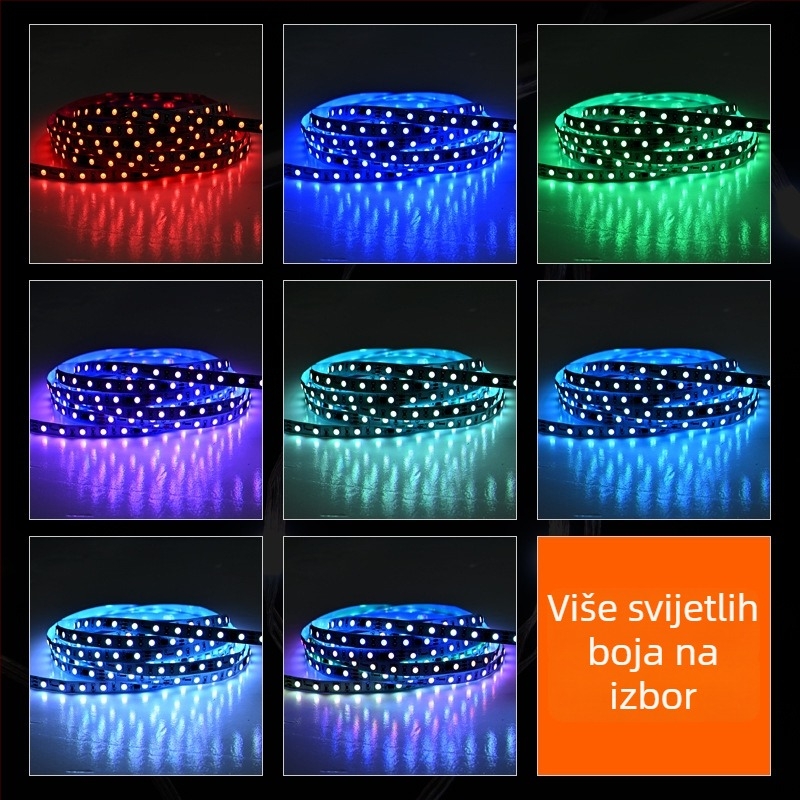 RGB vanjska IC LED traka za promjenu boje, 12V/24V, crni ugrađeni profil, ambijentalno osvjetljenje za prostore