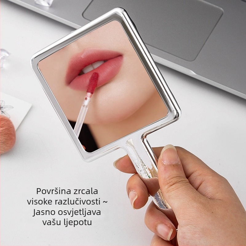 Ručno ogledalo za šminku s motivom vodnih valova i srebrnim elektroplatiniranim završetkom