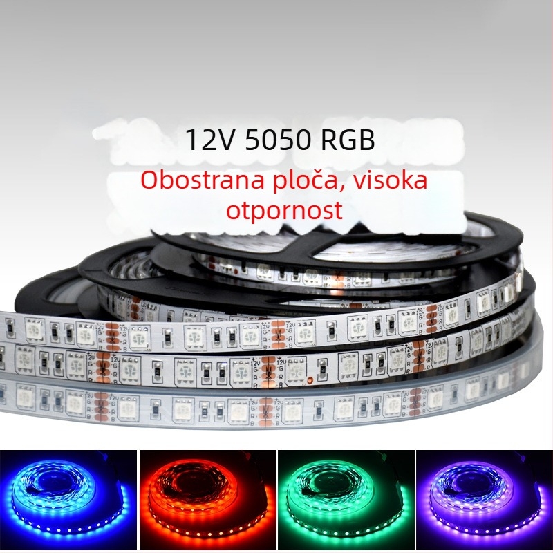 Samoljepljiva RGB LED traka 12V s glasovnim upravljanjem, 5050 LED, 60 LED-a po rolni, kut snopa 120°, za ambijentalno osvjetljenje stropa u KTV baru