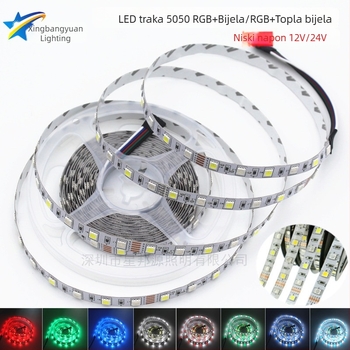 LED5050RGBW traka, 5 m, RGBW topla bijela, 12–24 V