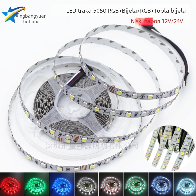 LED5050RGBW traka, 5 m, RGBW topla bijela, 12–24 V