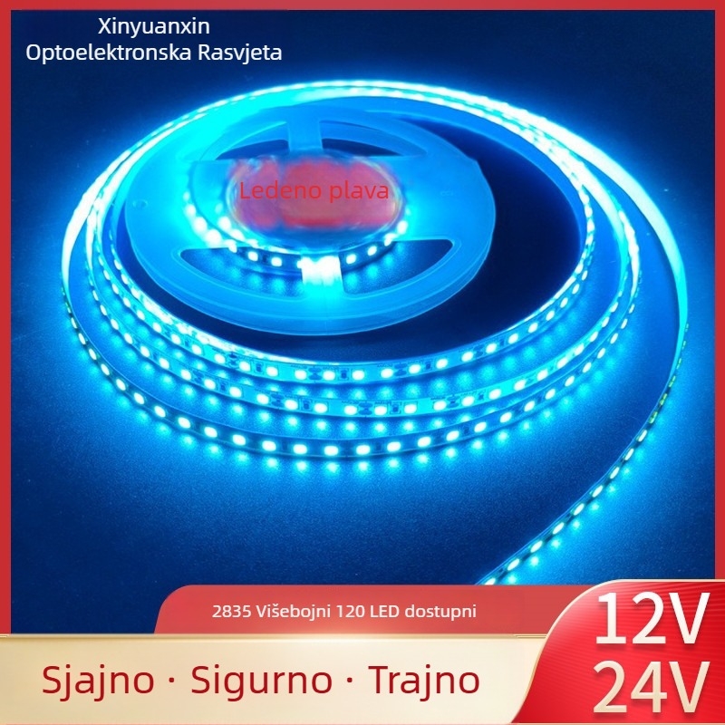 LED mekana svjetleća traka, ledeno plava, 12V, 2835 LED, 120 LED, unutarnje osvjetljenje