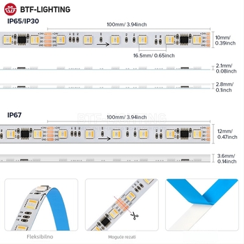 RGBCW pet u jednom 5050 LED traka s punom bojom, WS2805IC, RGBCCT atmosfera, 24V, programabilna LED traka