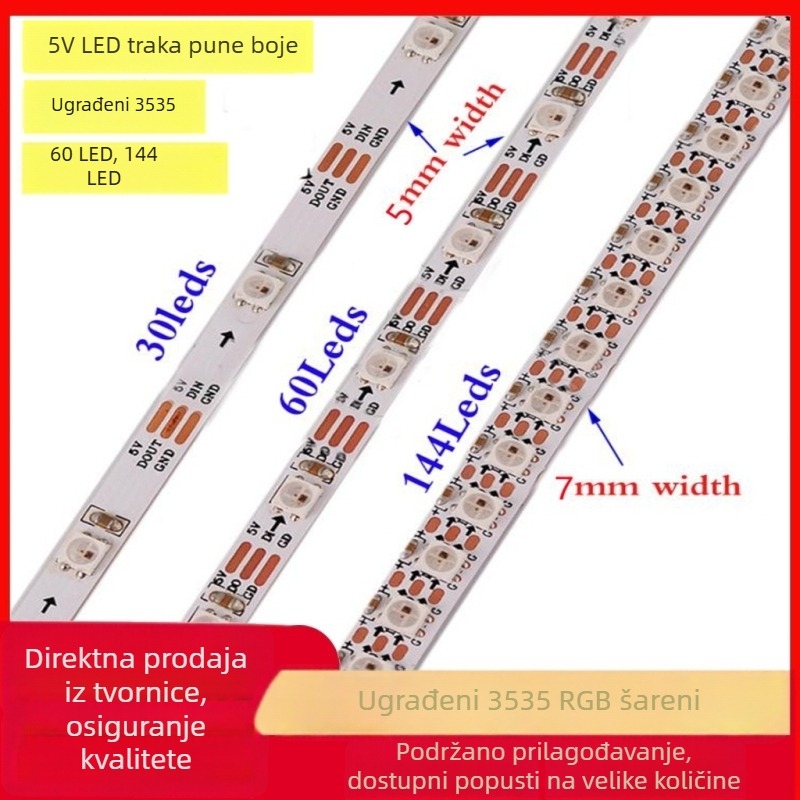 5V3535 Fantom boja LED traka SK6812 WS2812B, punobojna RGB, uska verzija, širina 4–5 mm