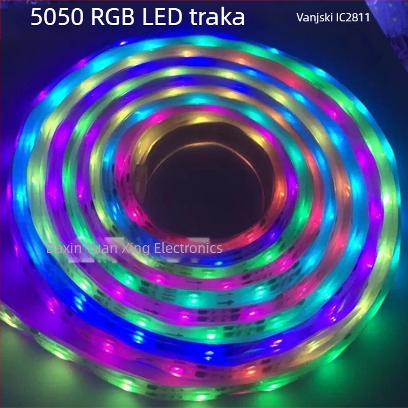 WS2811 IC vanjska gola PCB LED trak RGB, 12V, 5050 RGB, programabilan, 60 LED-ova
