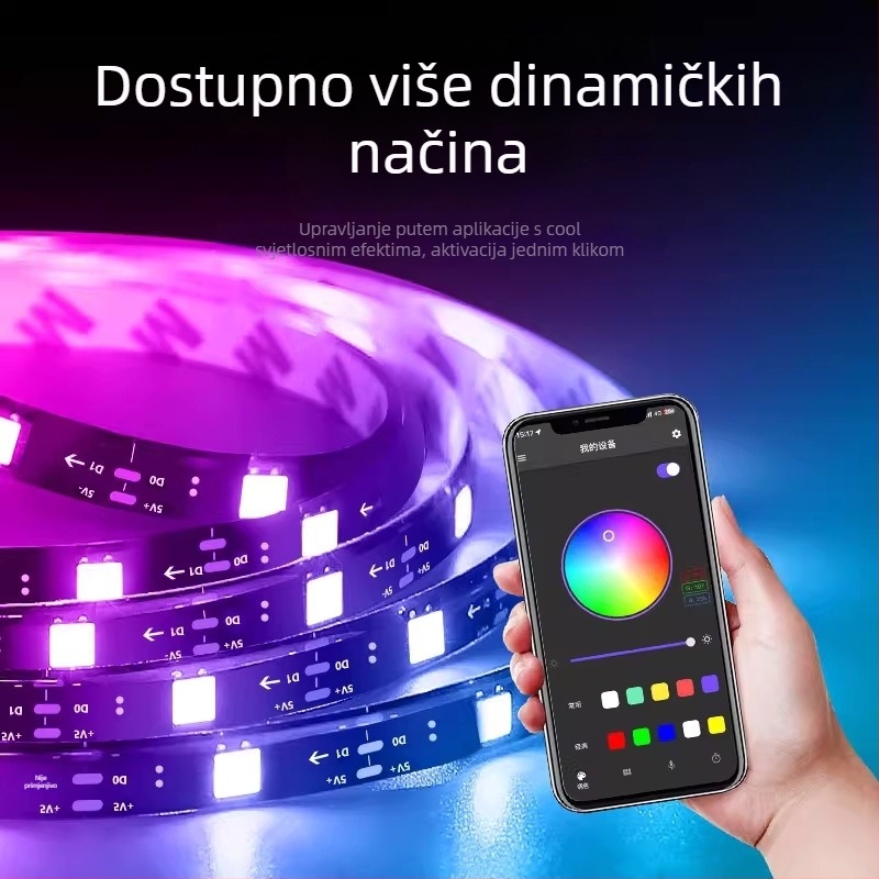 5V RGB LED trak 5050 s epoksi premazom, potpuno bojna traka s ugrađenim IC-om i efektom trkaćih svjetala