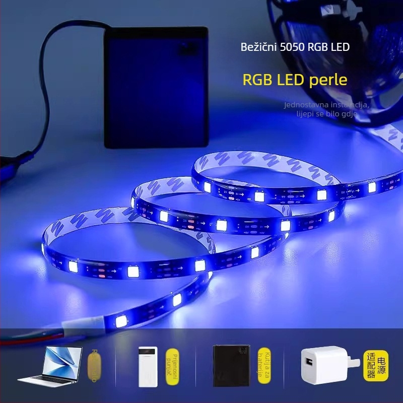 5V RGB LED trak 5050 s epoksi premazom, potpuno bojna traka s ugrađenim IC-om i efektom trkaćih svjetala