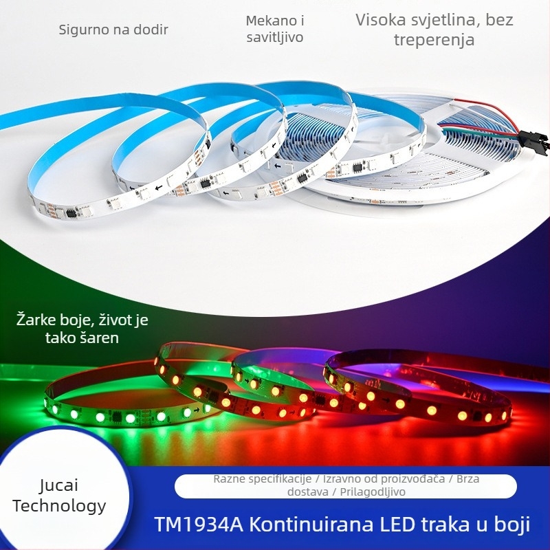 TM1934A 5050 RGB LED traka s vanjskim IC-om, programabilna puna boja, funkcija nastavka od prekida