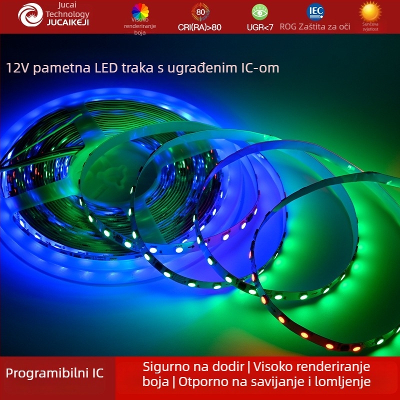 TM1934A 5050 RGB LED traka s vanjskim IC-om, programabilna puna boja, funkcija nastavka od prekida