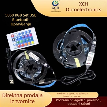Set LED traka 5V niskonaponska 5050 RGB za atmosferu, Bluetooth daljinsko upravljanje