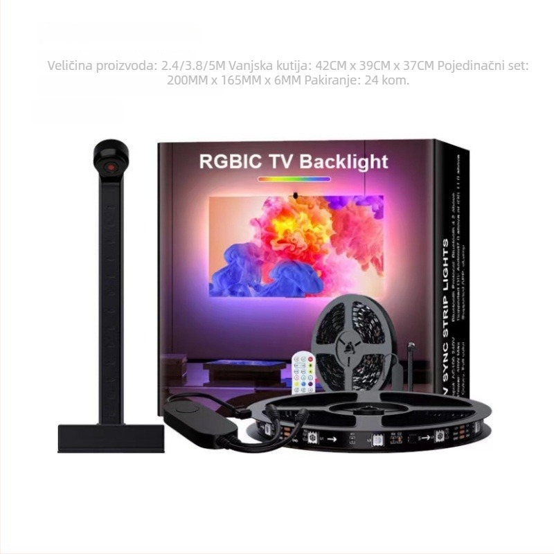 RGB LED traka za TV s Bluetoothom, sinkronizacija sa zaslonom, ambijentalno osvjetljenje za glazbu