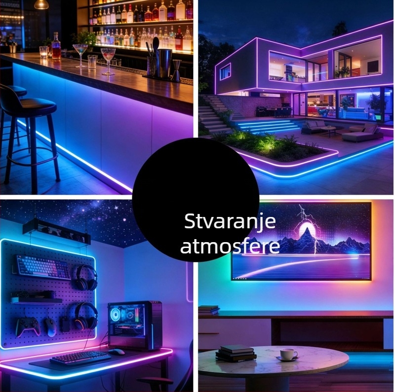 Ultra-tanka 4 mm RGB LED traka za ambijentalno osvjetljenje, 5 m rola, niskonaponsko, SMD 0807 LED, 7,5W/m