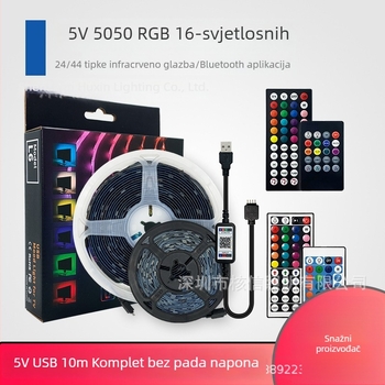 LED traka 5V niskog napona, 5050 RGB, Bluetooth, infracrvena, vodootporna, višebojna, pametna RGB traka