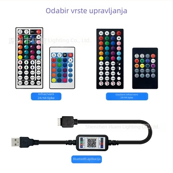 LED traka 5V niskog napona, 5050 RGB, Bluetooth, infracrvena, vodootporna, višebojna, pametna RGB traka