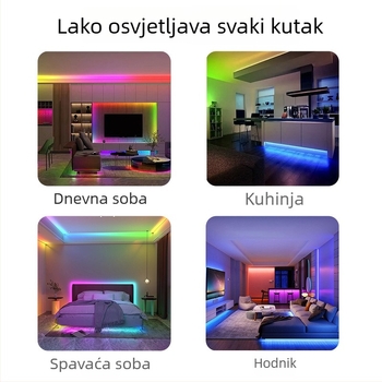 5050 RGB LED traka, 60 LED-a, Bluetooth upravljanje aplikacijom, pametna promjena boja