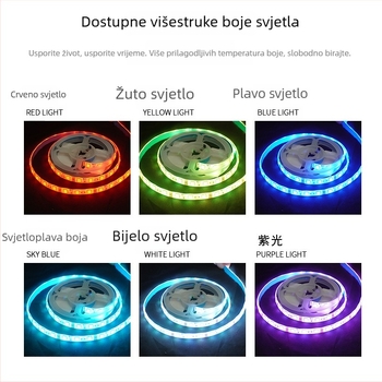 5050 RGB LED traka, 60 LED-a, Bluetooth upravljanje aplikacijom, pametna promjena boja