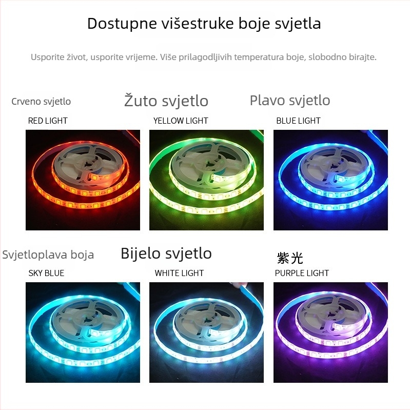 5050 RGB LED traka, 60 LED-a, Bluetooth upravljanje aplikacijom, pametna promjena boja