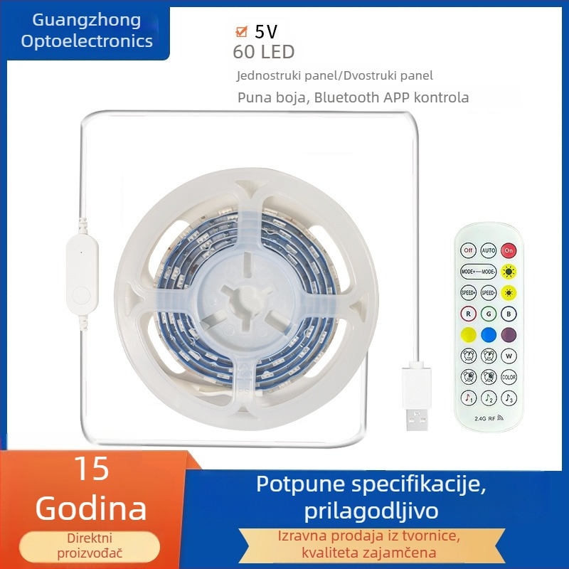 5050 RGB LED traka, 60 LED-a, Bluetooth upravljanje aplikacijom, pametna promjena boja
