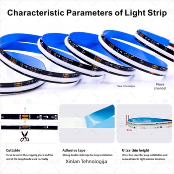 COB višebojni LED trak s niskim naponom, 5V/12V/24V, 20W/m, 712 LED/m, dimibilan putem kontrolera, 180° snop, za pozorišno osvjetljenje, duljina 1–5 m
