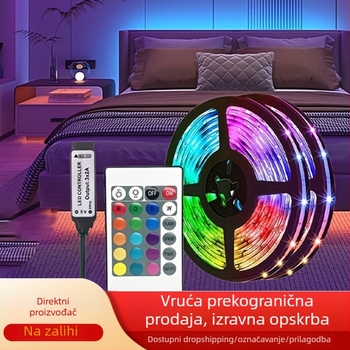 RGB LED trak 5050 s fleksibilnom pločom, daljinski upravljač s 24 tipkama, ambijentalno osvjetljenje za televizor i dekor dnevnog boravka, boje se mijenjaju