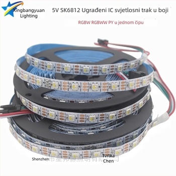 LED traka SK6812 RGBW 4-u-1 s ugrađenim IC-em, DC5V, 60 LED-dioda, duljine 5 m, programska, regulabilna, daljinsko upravljanje, vodootporna, za bijelu ploču i crnu ploču