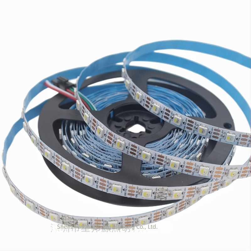 LED traka SK6812 RGBW 4-u-1 s ugrađenim IC-em, DC5V, 60 LED-dioda, duljine 5 m, programska, regulabilna, daljinsko upravljanje, vodootporna, za bijelu ploču i crnu ploču