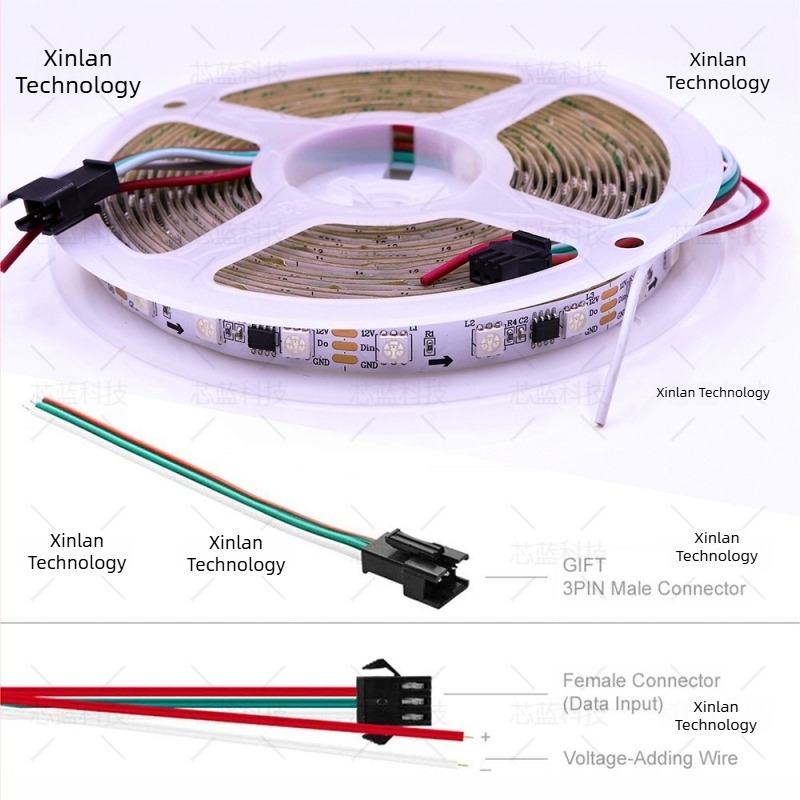 WS2811 RGB LED traka 12V, 5050, može se rezati na segmente, 3 LED-a po kontroleru, promjenjive boje