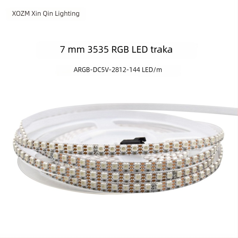RGB šarena LED traka, 160 LED dioda, 2835, 5V, duljina 1000 mm, širina 5 mm, 120° snop, regulabilna svjetlost, CE certifikat, Nije vodootporna, Serija: Šarene Istaknute, Marka: XQZM