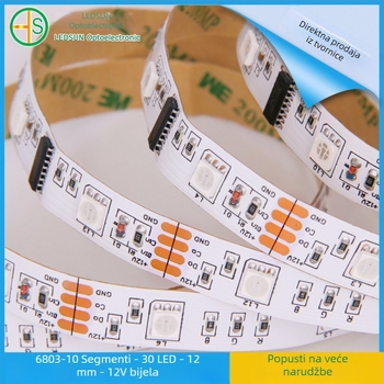 5050 RGB adresabilna LED traka 12V, 6803IC, visoka svjetlina, promjenjive boje, efekt tekućeg vodopada
