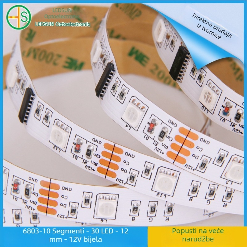5050 RGB adresabilna LED traka 12V, 6803IC, visoka svjetlina, promjenjive boje, efekt tekućeg vodopada