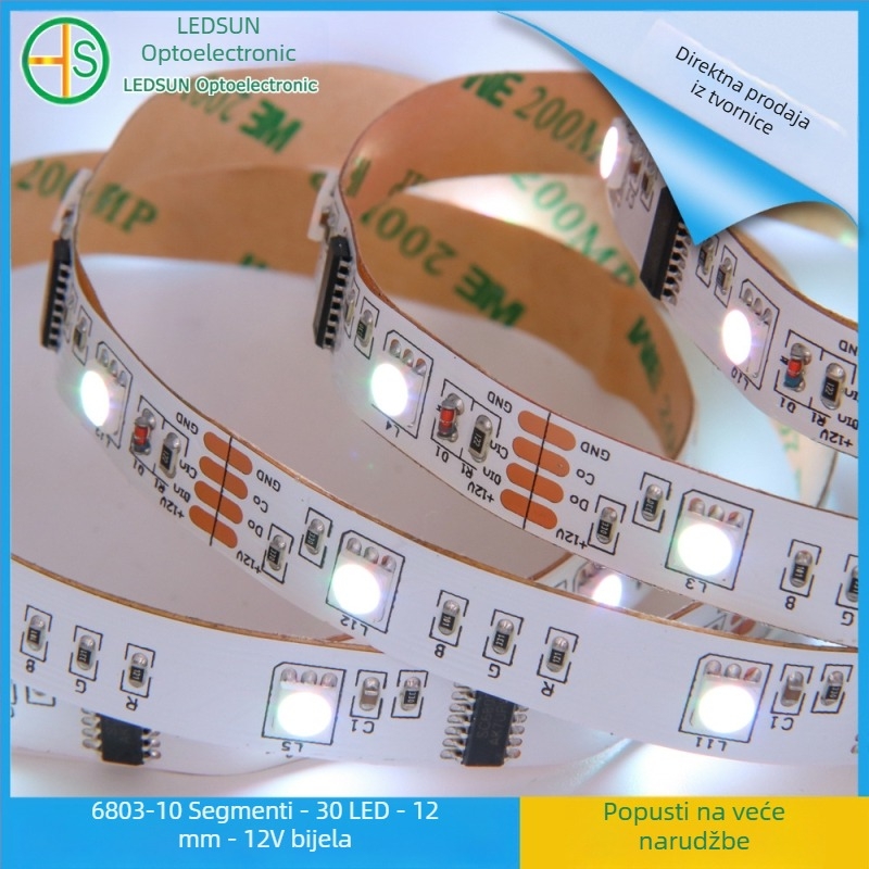 5050 RGB adresabilna LED traka 12V, 6803IC, visoka svjetlina, promjenjive boje, efekt tekućeg vodopada