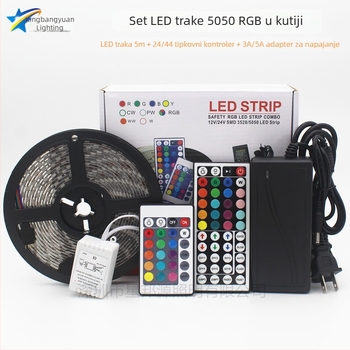 LED trak 12V, 5050 RGB, 5 m set, vodootporan s epoksidnom zaštitom, promjena boja, fleksibilan trak s 60 LED, paket u šarenoj kutiji