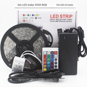 LED trak 12V, 5050 RGB, 5 m set, vodootporan s epoksidnom zaštitom, promjena boja, fleksibilan trak s 60 LED, paket u šarenoj kutiji