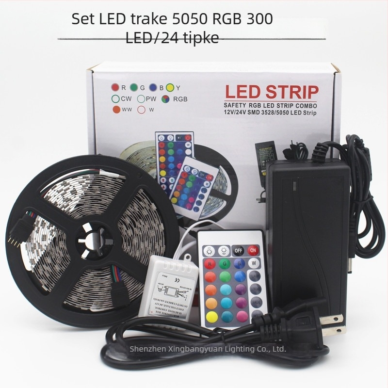 LED trak 12V, 5050 RGB, 5 m set, vodootporan s epoksidnom zaštitom, promjena boja, fleksibilan trak s 60 LED, paket u šarenoj kutiji