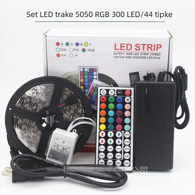 LED trak 12V, 5050 RGB, 5 m set, vodootporan s epoksidnom zaštitom, promjena boja, fleksibilan trak s 60 LED, paket u šarenoj kutiji