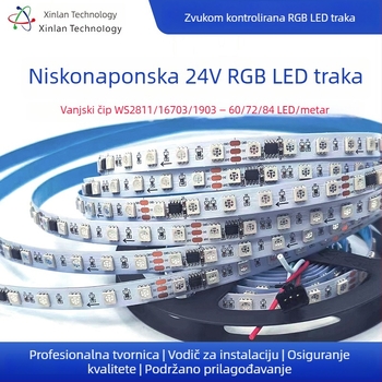 24V RGB LED traka s programabilnim IC WS2811/1903/16703, 60/72/84 LED-ova